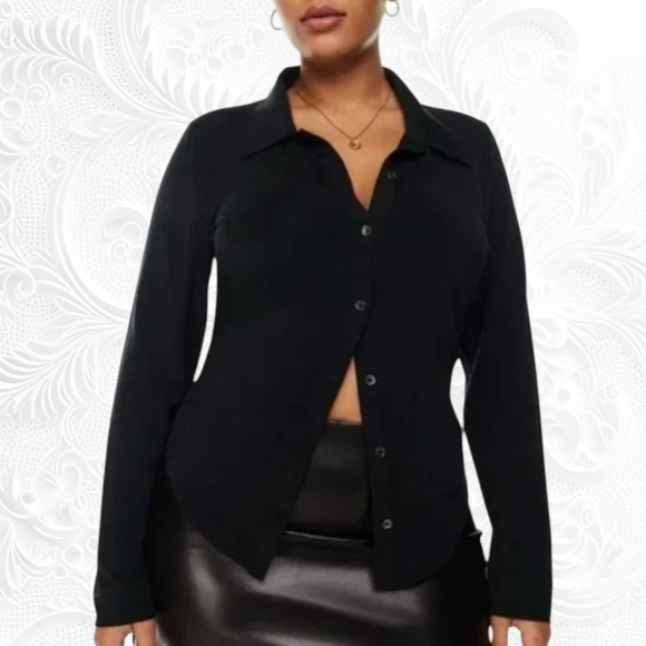 Babaton Tops - Aritzia Babaton Black 100% Silk Long Sleeve Button Down Shirt